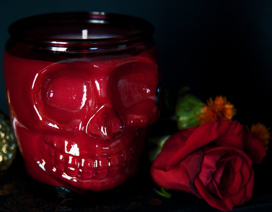 Night of the Vampire Red Skull Candle
