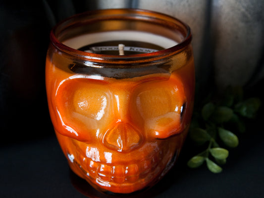 Pumpkin Chai Orange Skull Candle