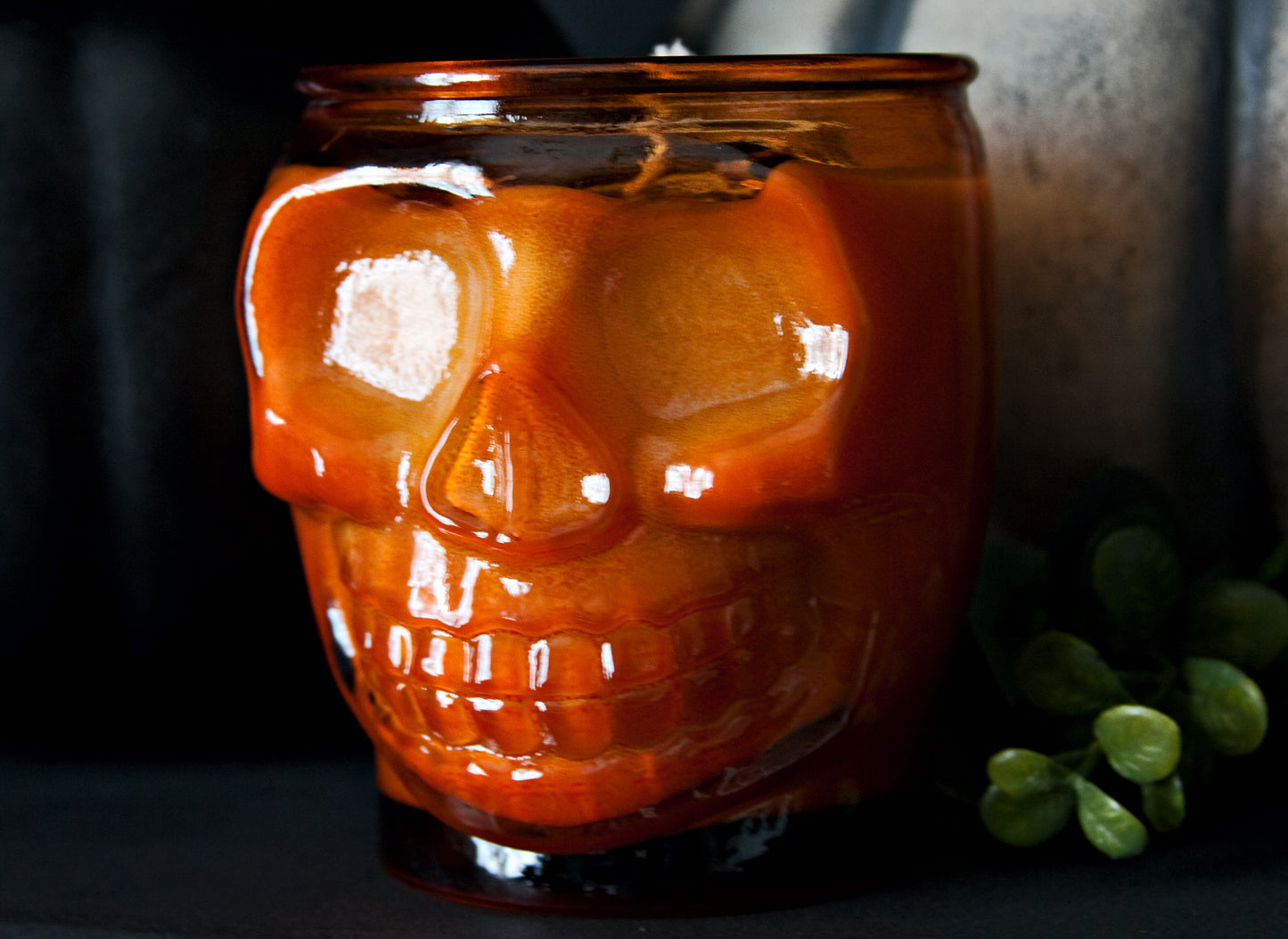 Pumpkin Chai Orange Skull Candle