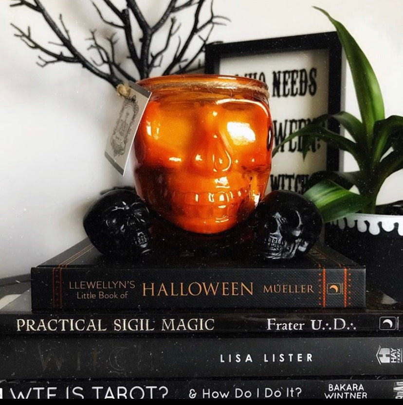 Pumpkin Chai Orange Skull Candle